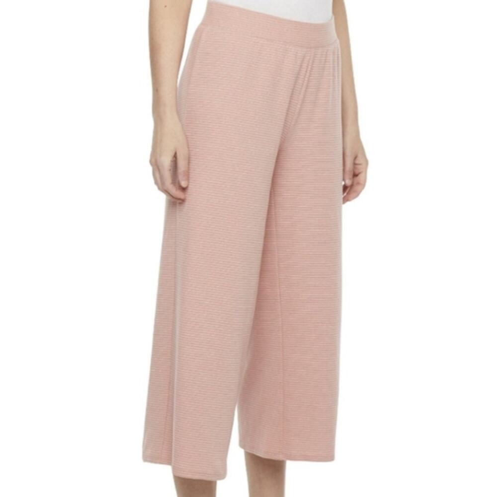 New Liz Claiborne Rose Dawn White Stripe Wide Leg Elastic Waist Pull On Pant XXL